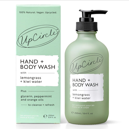 UPCIRCLE Hand + Body Wash with Kiwi Water 8.45oz - For Soothing + Protecting - Glycerin + Lemongrass - Natural, Vegan + Cruelty-Free