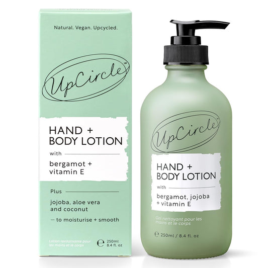 UPCIRCLE Hand + Body Lotion with Bergamot Water 8.45oz - For Nourishing + Repairing - Glycerin + Jojoba - Natural, Vegan + Cruelty Free