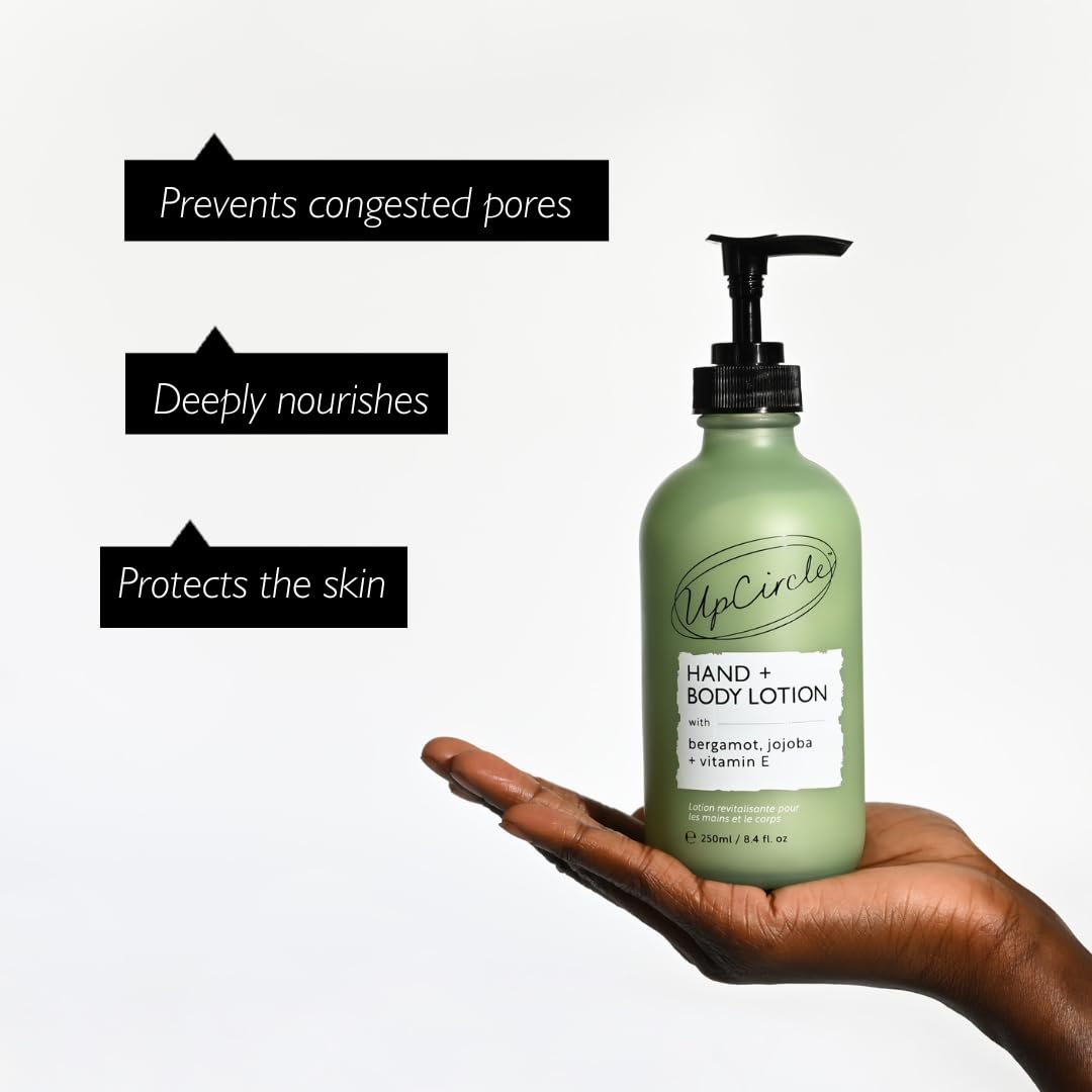 UPCIRCLE Hand + Body Lotion with Bergamot Water 8.45oz - For Nourishing + Repairing - Glycerin + Jojoba - Natural, Vegan + Cruelty Free