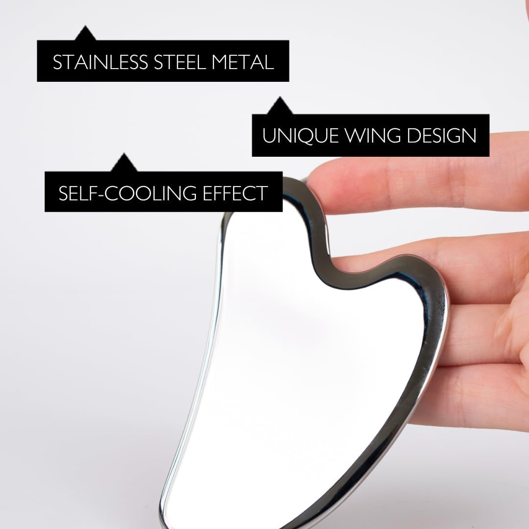 UPCIRCLE Gua Sha Facial Tool - Relieves Tension, Aids Lymphatic Drainage + Boosts Circulation for A Healthy Glow – Stainless Steel Tool