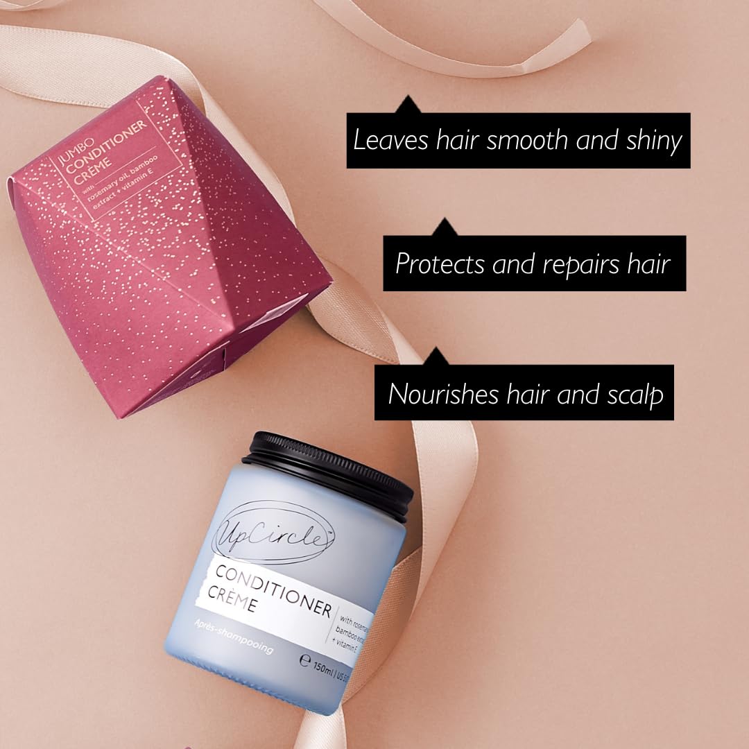 UPCIRCLE Jumbo Conditioner Crème with Rosemary Oil + Vitamin E - 150ml – Gentle Formulation To Repair + Protect – Bamboo Extract + Orange Peel – Natural, Vegan + Cruelty-Free