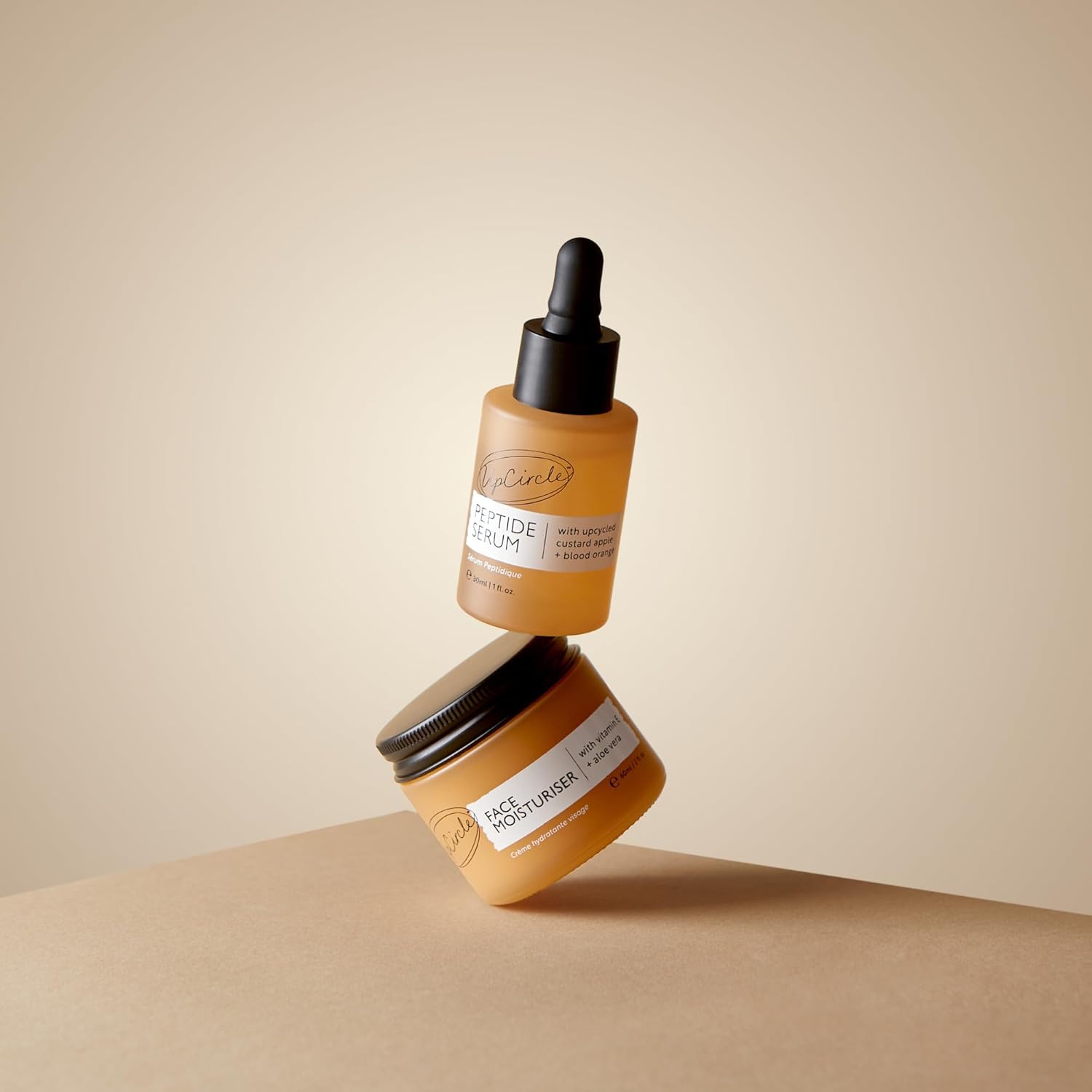 UpCircle Elasticity Boosting Duo – Peptide Serum and Face Moisturiser Duo – Niacinamide, Tripeptide + Aloe Vera – Boosts collagen + elasticity - Vegan + Cruelty-Free