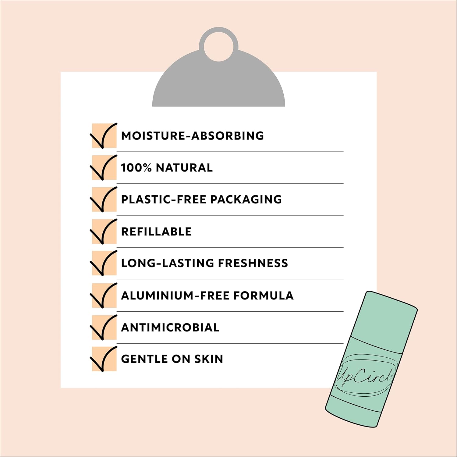 UpCircle Refill - Deodorant with Macadamia + Bergamot - 1 refill - Suitable for Sensitive Skin - Natural - Hydrating - Up To 24 Hours of Lasting Protection