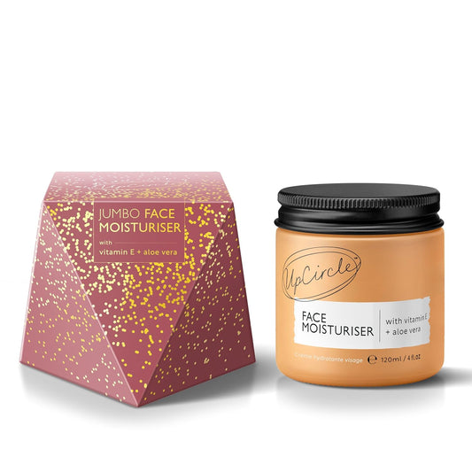 UPCIRCLE Jumbo Face Moisturiser with Argan Powder 120ml - Nourishing Day Cream - Vitamin E, Aloe Vera, Glycerin, Shea + Coconut Butter - Natural, Vegan + Cruelty-Free