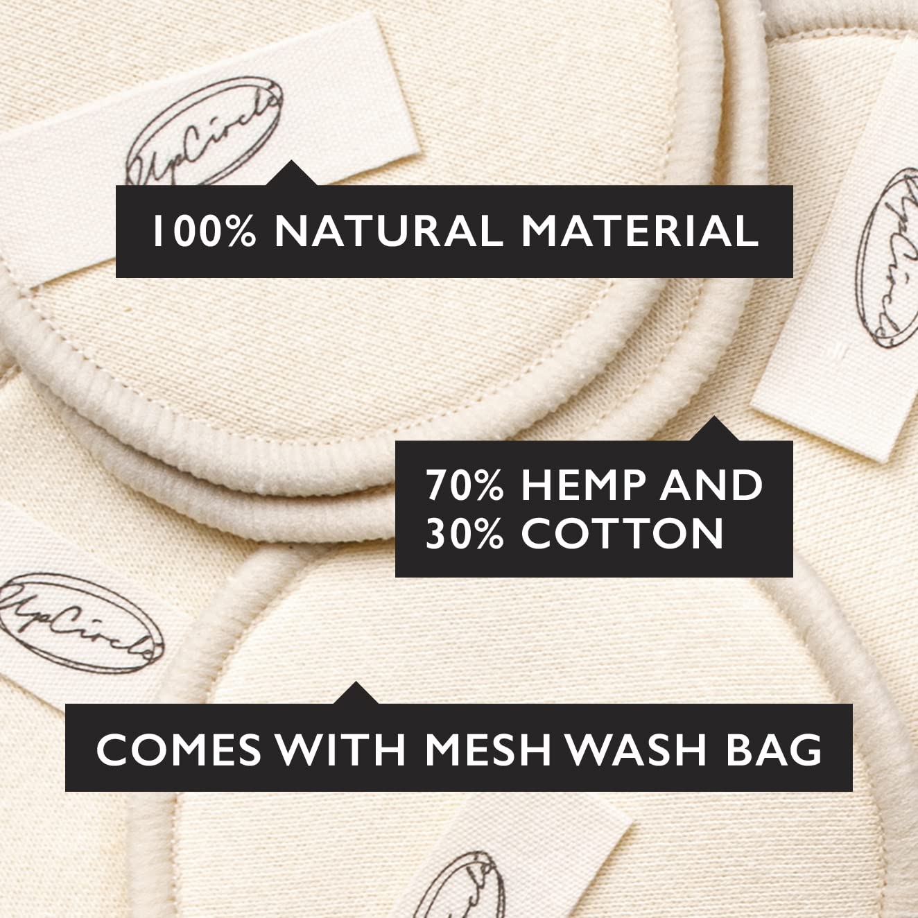 UpCircle Reusable Luxury Makeup Remover Cotton Pads - 7 Triple-Layer Hemp to Remove Waterproof Mascara with Washable Laundry Bag - Eco Friendly Sustainable Zero Waste Cleansing Rounds